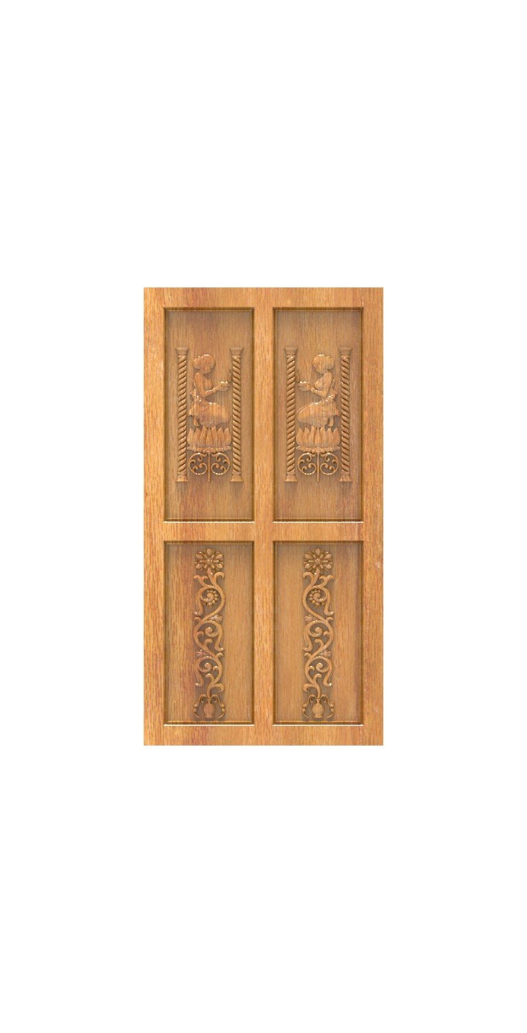 DOUBLE DOOR - 89 Traditional Indian Goddess Relief Carved Panel