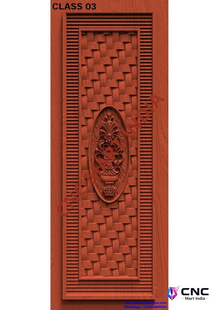 dorr854 - MODEL-03 Classic Geometric Weave and Floral Medallion Door Design
