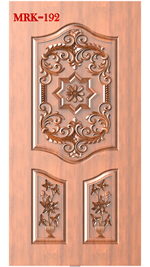 NP Door - 192 Elegant Floral Motif & Geometric Relief Carved Wooden Door 3D Model