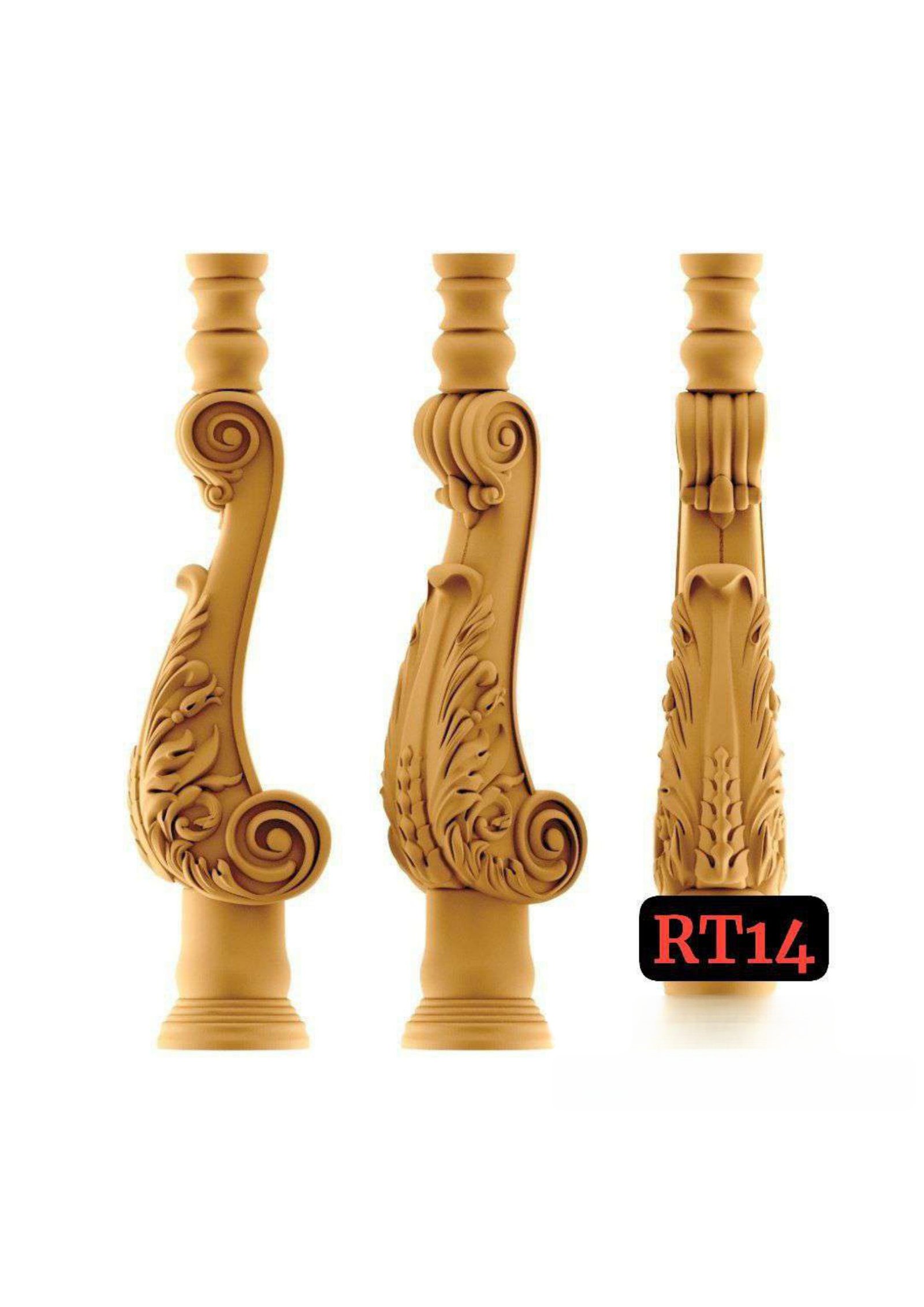 Pilaar - RT-14 Classic Baroque Scrollwork Decorative Architectural Column 3D Model