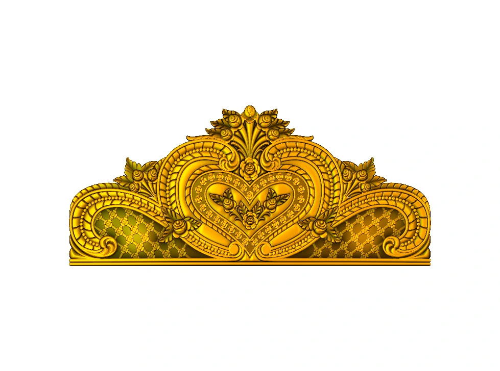 CD - 12 Royal Heart Motif Ornamental Bed Headboard and Door Pediment 3D Model