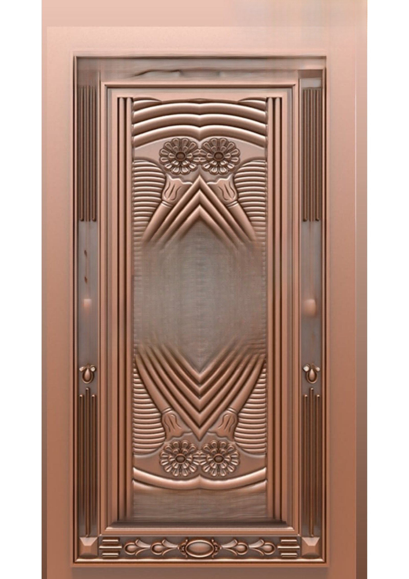 Doors B - B-33 Classic Geometric Floral Relief Carved Door 3D Model