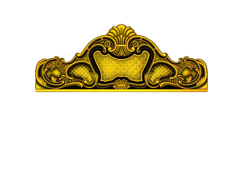 CD - 67 Ornate Baroque Cresting Pediment 3D Relief Carving Model