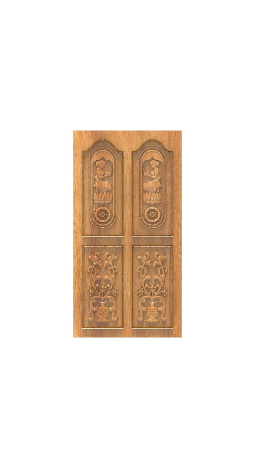 DOUBLE DOOR - 159 Traditional Spiritual Divine Carving Relief 3D Model