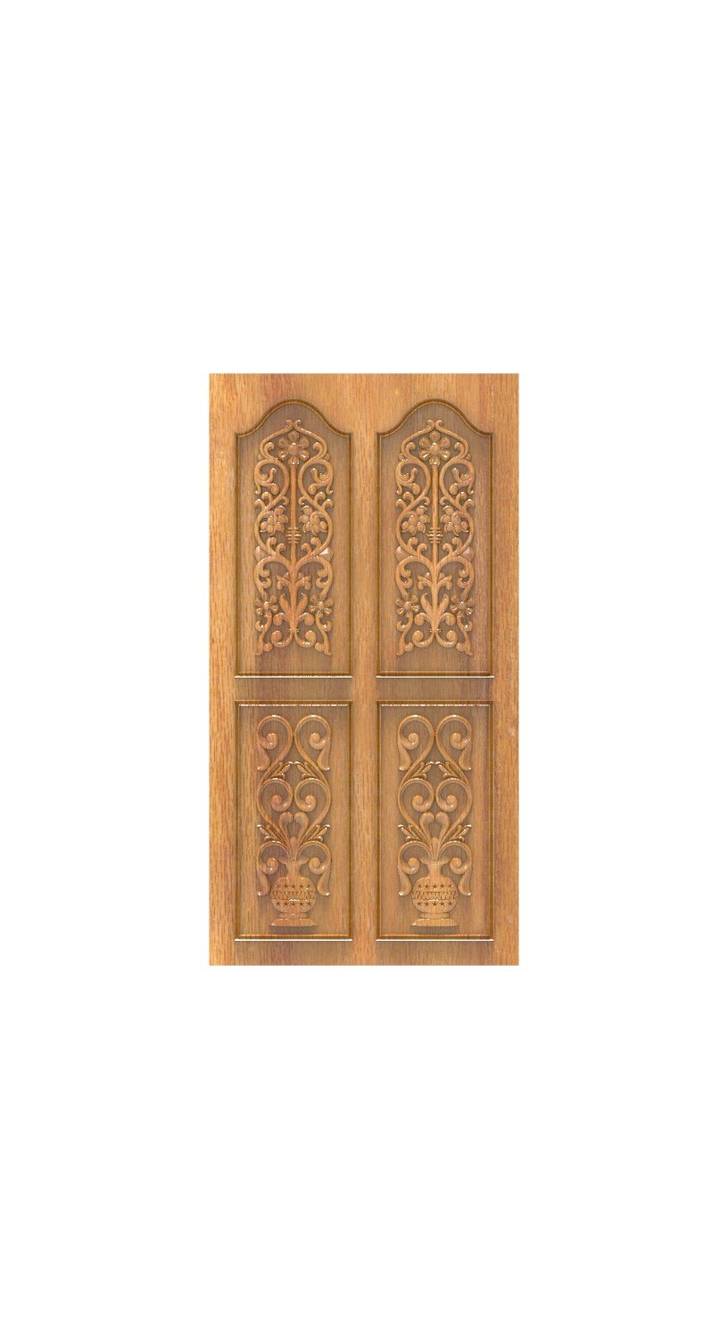 DOUBLE DOOR - 161 Traditional Floral Urn Relief Carved Wood Panel