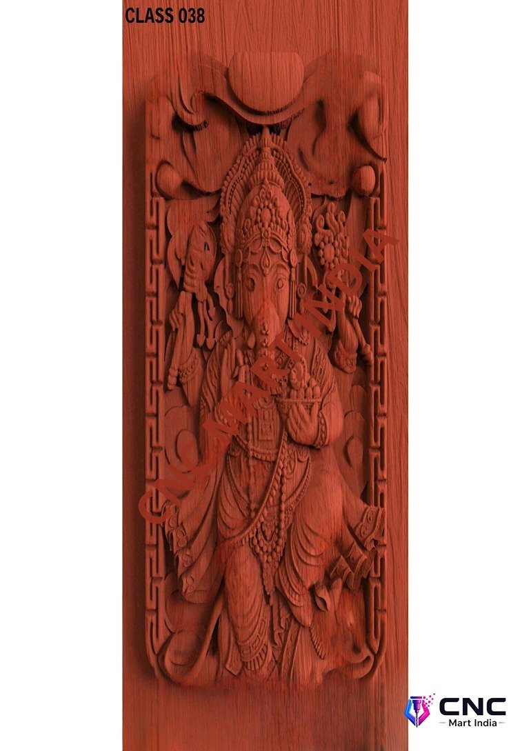 dorr854 - MODEL-38 Lord Ganesha Divine Wood Carving 3D Relief Design