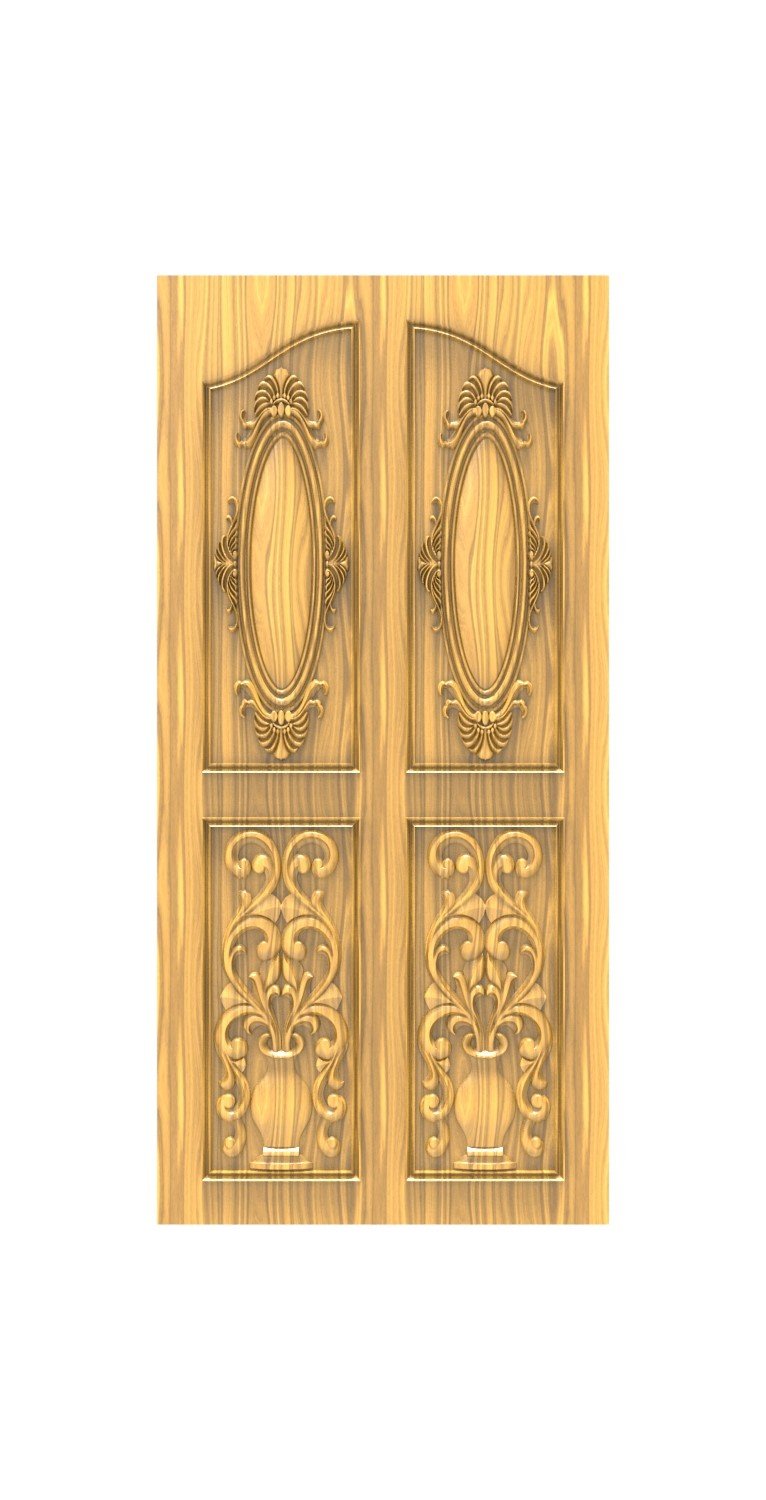 DOUBLE DOOR - 8 Classic Oval Frame and Floral Urn Relief Carving Design
