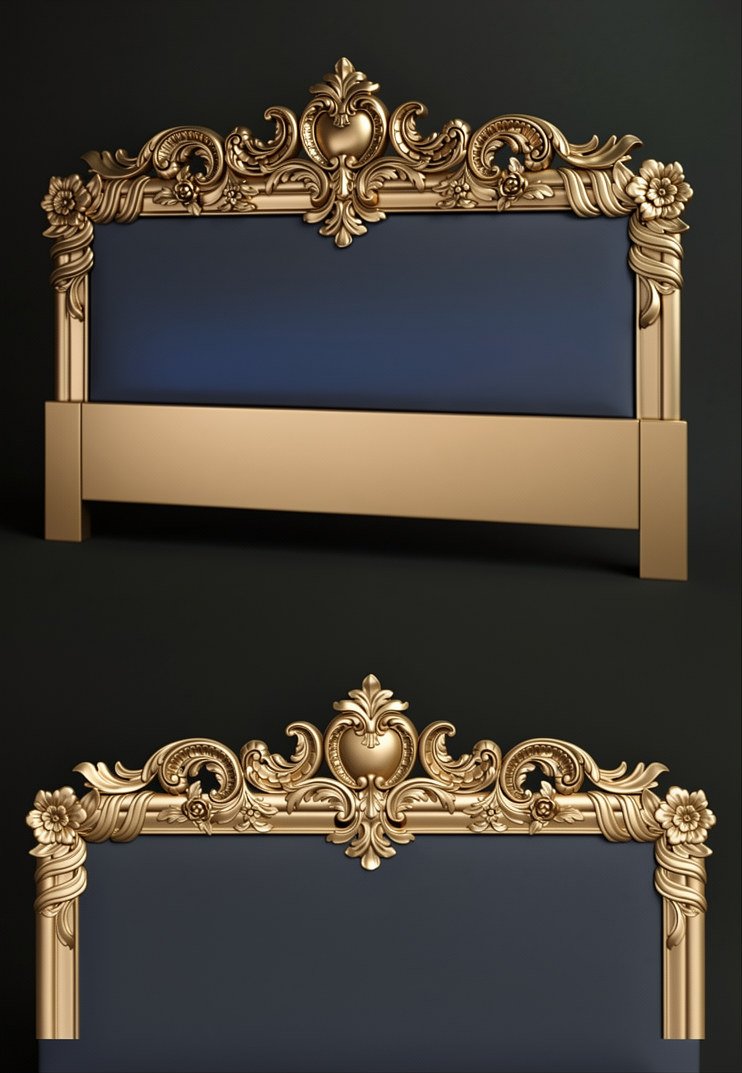 Luxury Bed Designs - A-1215 Royal Baroque Style Headboard 3D Relief Model