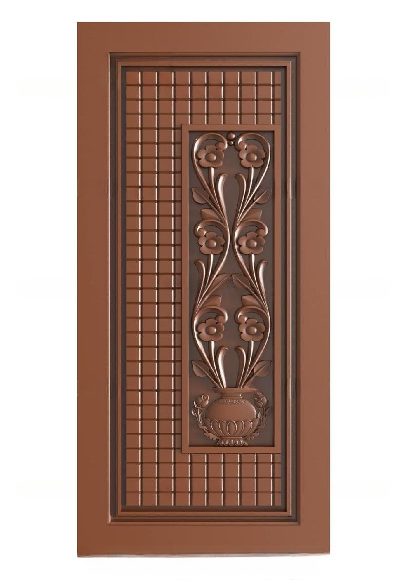TRENDY DOORS - 48 Floral Vase Aesthetic Carved Wooden Door 3D Model