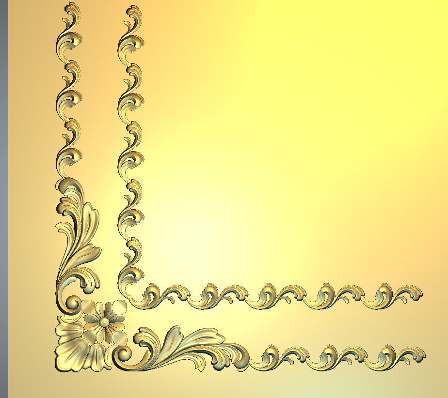 Corner Design - 70-CORNER Baroque Floral Ornament 3D Relief Model