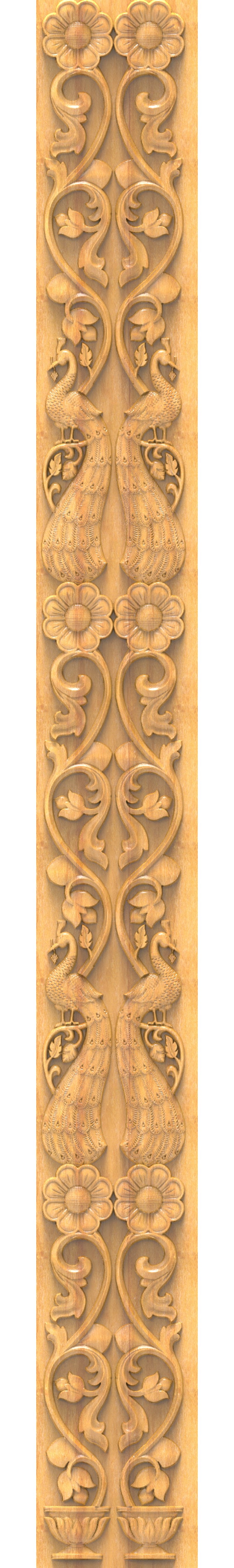 JK DEE BORDER - JKB-26 Elegant Peacock and Floral Motif Carved Wood Border