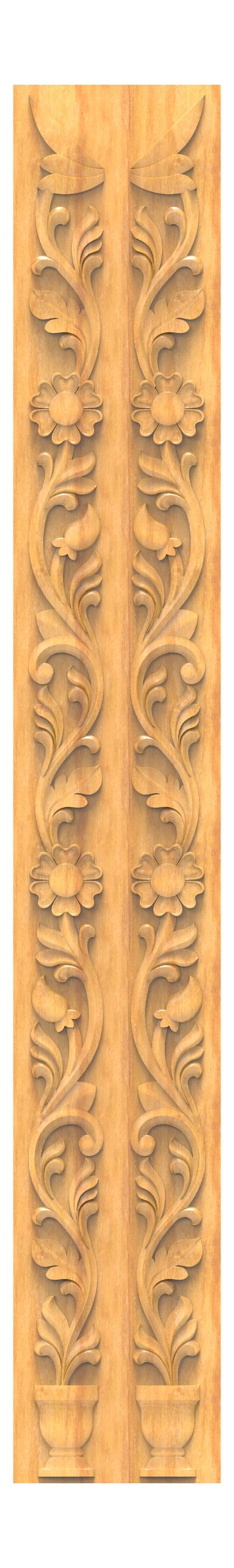 JK FINE BORDER - JKB-13 Floral Vine Architectural Pillar Carving 3D Relief Model