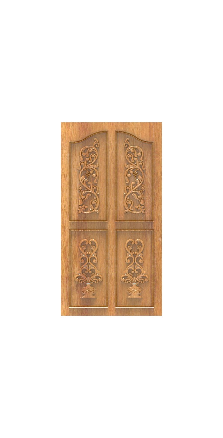 DOUBLE DOOR - 151 Classic Floral Motif Architectural Wood Carving Design