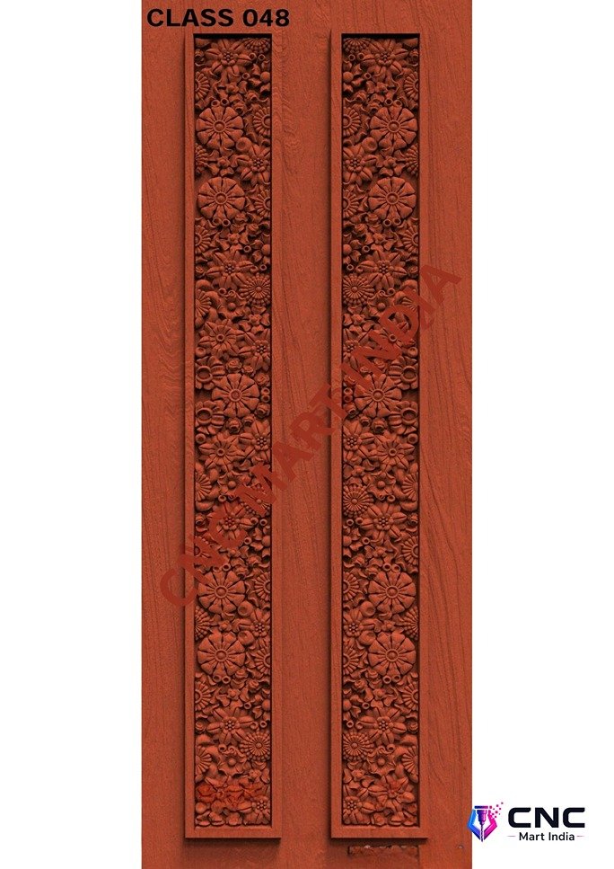 dorr854 - MODEL-48 Floral Motif Decorative Carved Door 3D Model