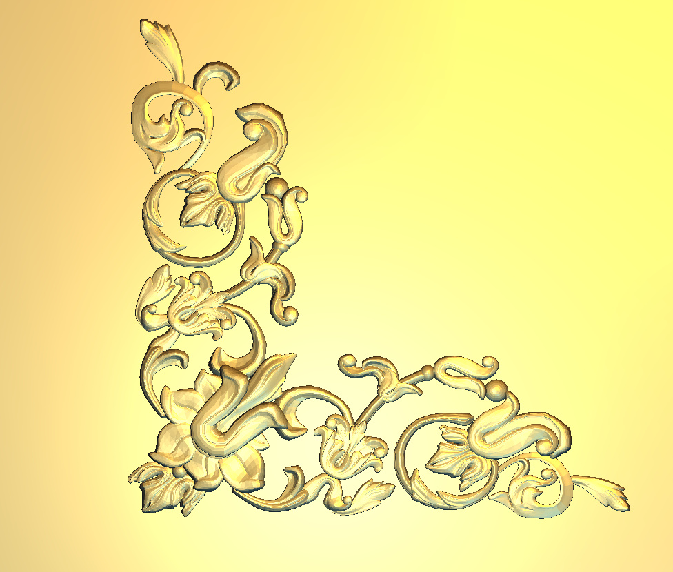Corner Design - 12-CORNER Floral Ornate Scrollwork Decorative Wood Carving 3D Model