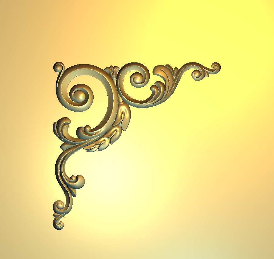 Corner Design - 11-CORNER Classic Baroque Floral Scrollwork Ornament 3D Relief Model