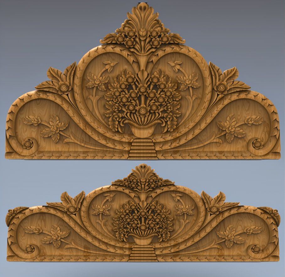 JS Bed - 81 Elegant Floral Bouquet Bed Headboard 3D Relief Model