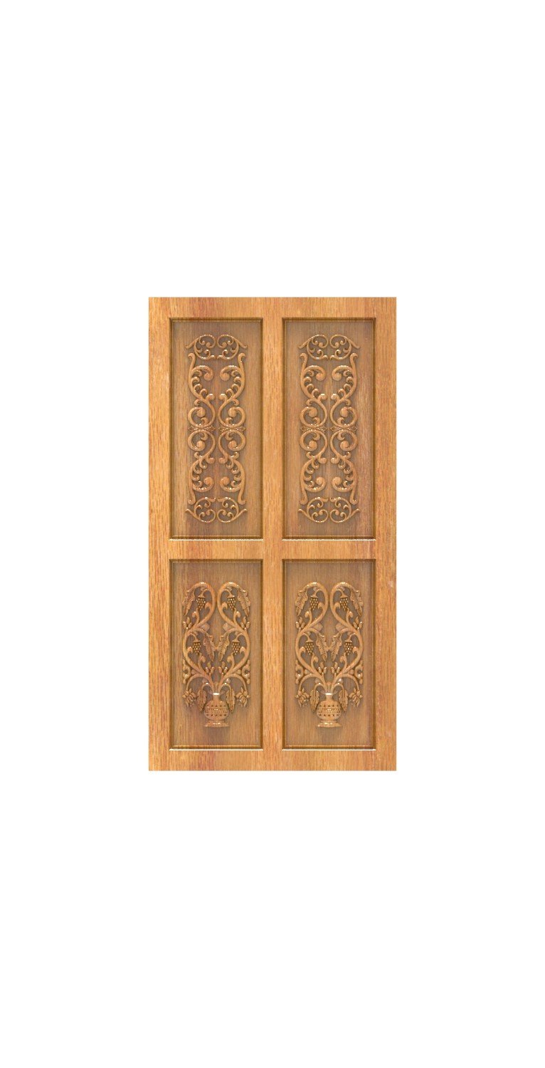 DOUBLE DOOR - 152 Elegant Floral Ornate 3D Carved Wood Design