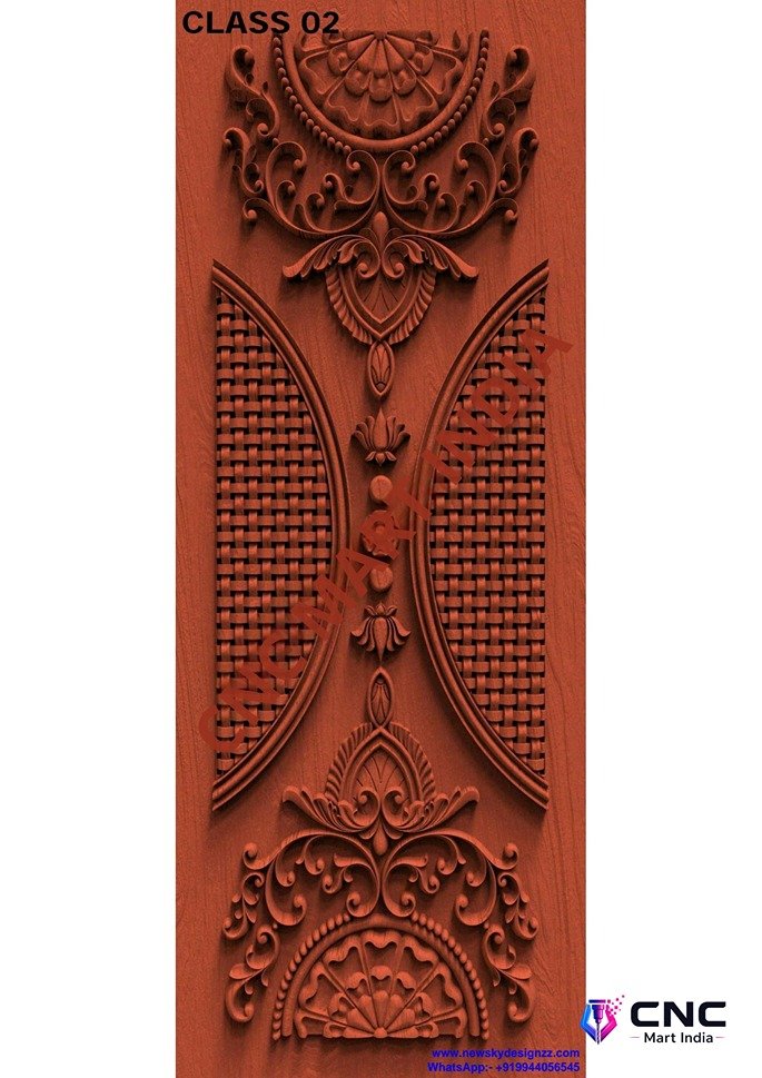dorr854 - MODEL-02 Elegant Traditional Floral Archway Carved Wood Door 3D Model