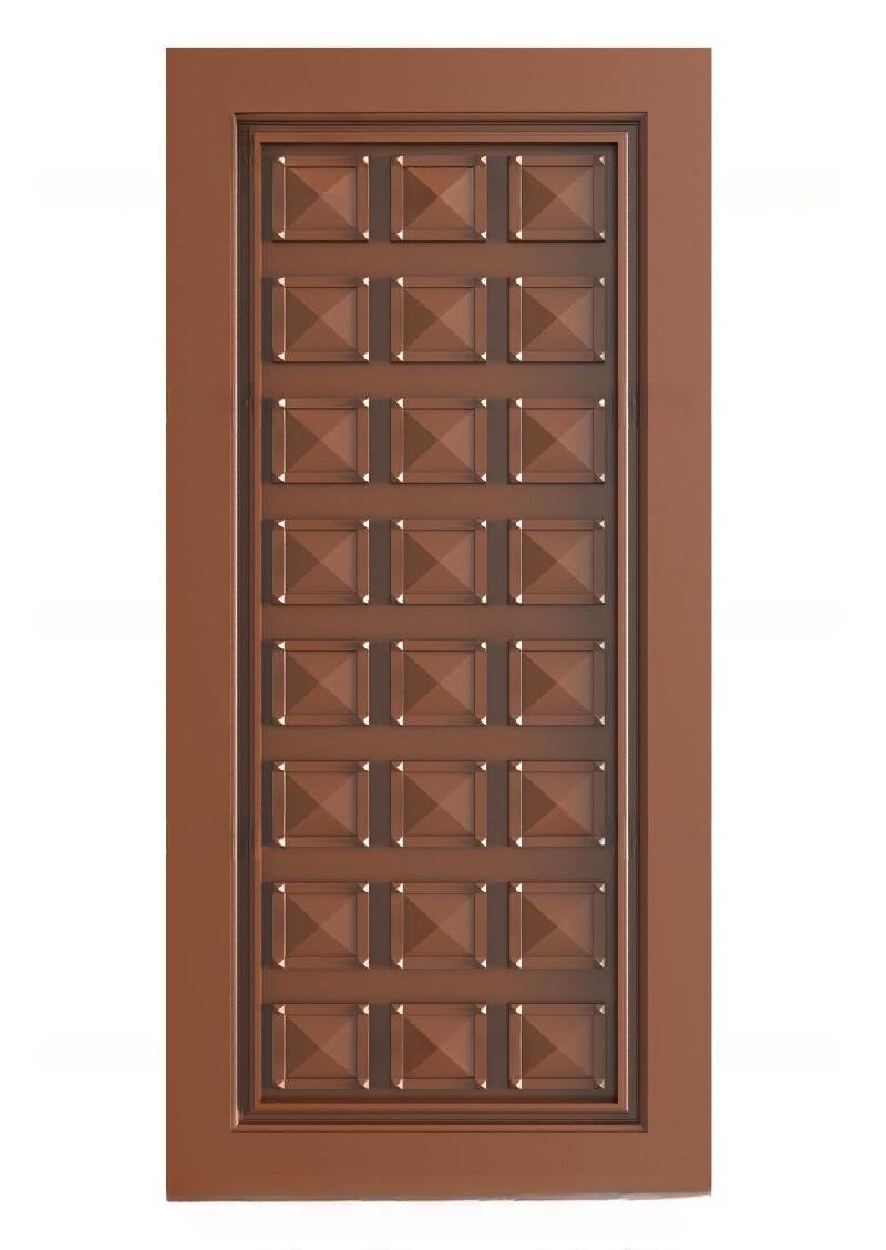 TRENDY DOORS - 17 Classic Geometric Pyramid Panel Carved Door 3D Model