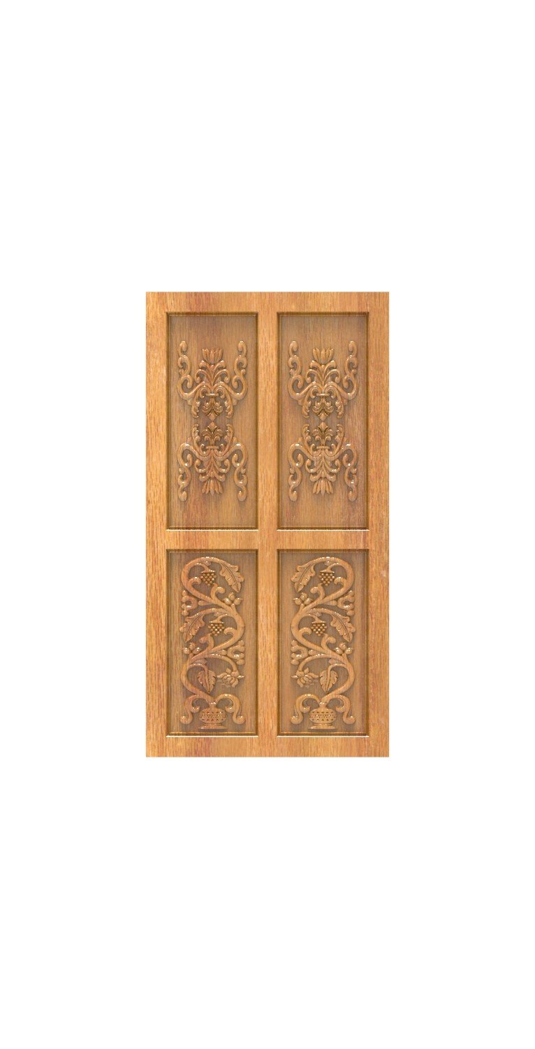 DOUBLE DOOR - 105 Elegant Floral Motif Traditional Wood Carving Design