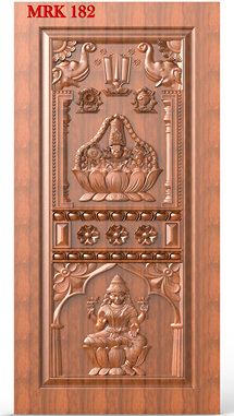 NP Door - 182 Lord Venkateswara and Goddess Lakshmi Divine Carved Temple Door 3D Model