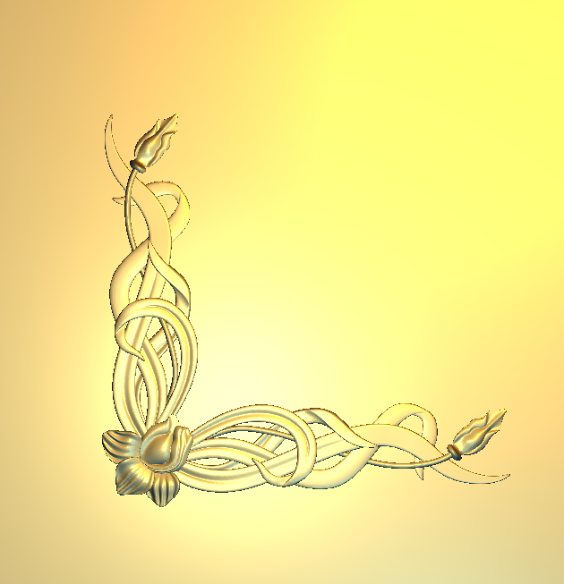 Corner Design - 57-CORNER Elegant Floral Swirls Relief Carving