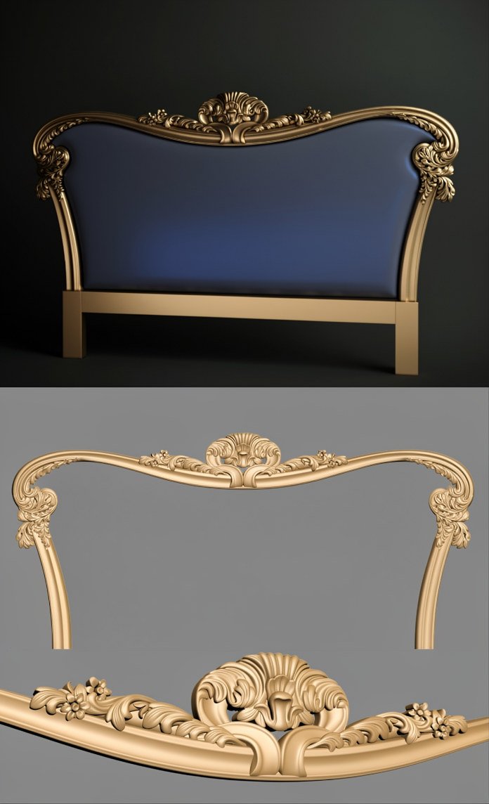 Luxury Bed Designs - A-994 Ornate Baroque Headboard 3D Relief Model