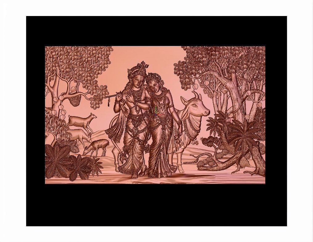 Gods GN - 21 Radha Krishna Divine Forest Scene 3D Relief Carving