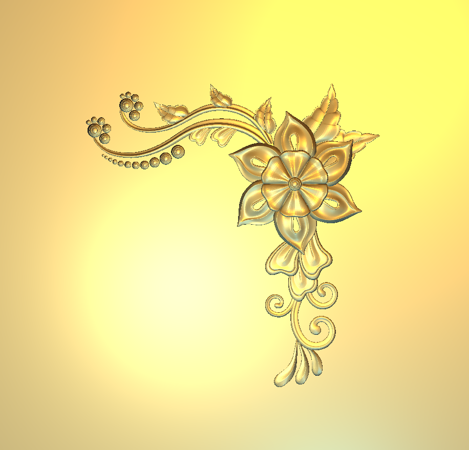 Corner Design - 8-CORNER Elegant Floral Motif CNC Relief Carving