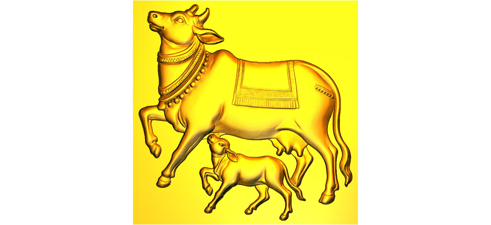 Sacred Cow CNC Designer RLF File | Premium 3D Wood Carving Design