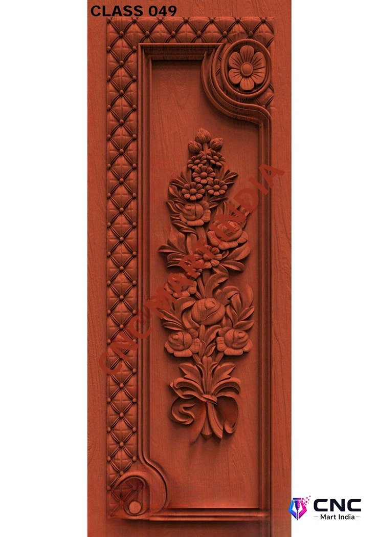 dorr854 - MODEL-49 Floral Elegance Intricate Carved Wood Door 3D Relief Model