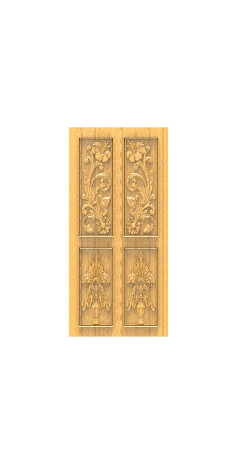 DOUBLE DOOR - 29 Floral Urn Relief Carving CNC Design