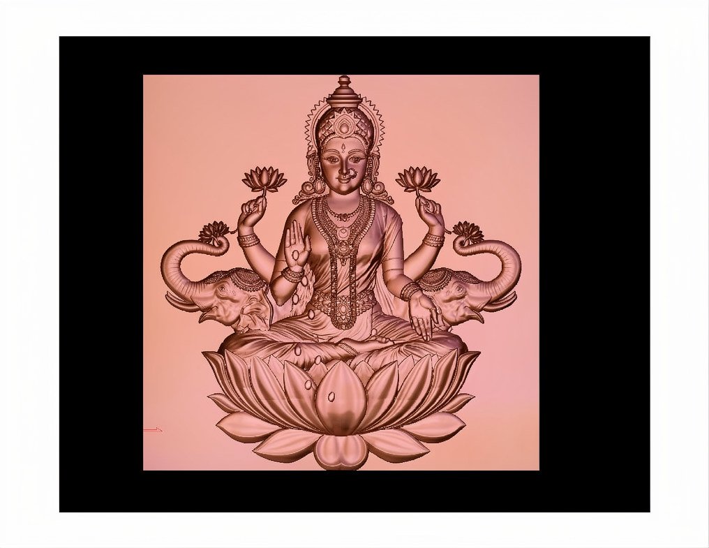 Gods GN - 15 Goddess Lakshmi Divine Abundance 3D Relief Carving Model