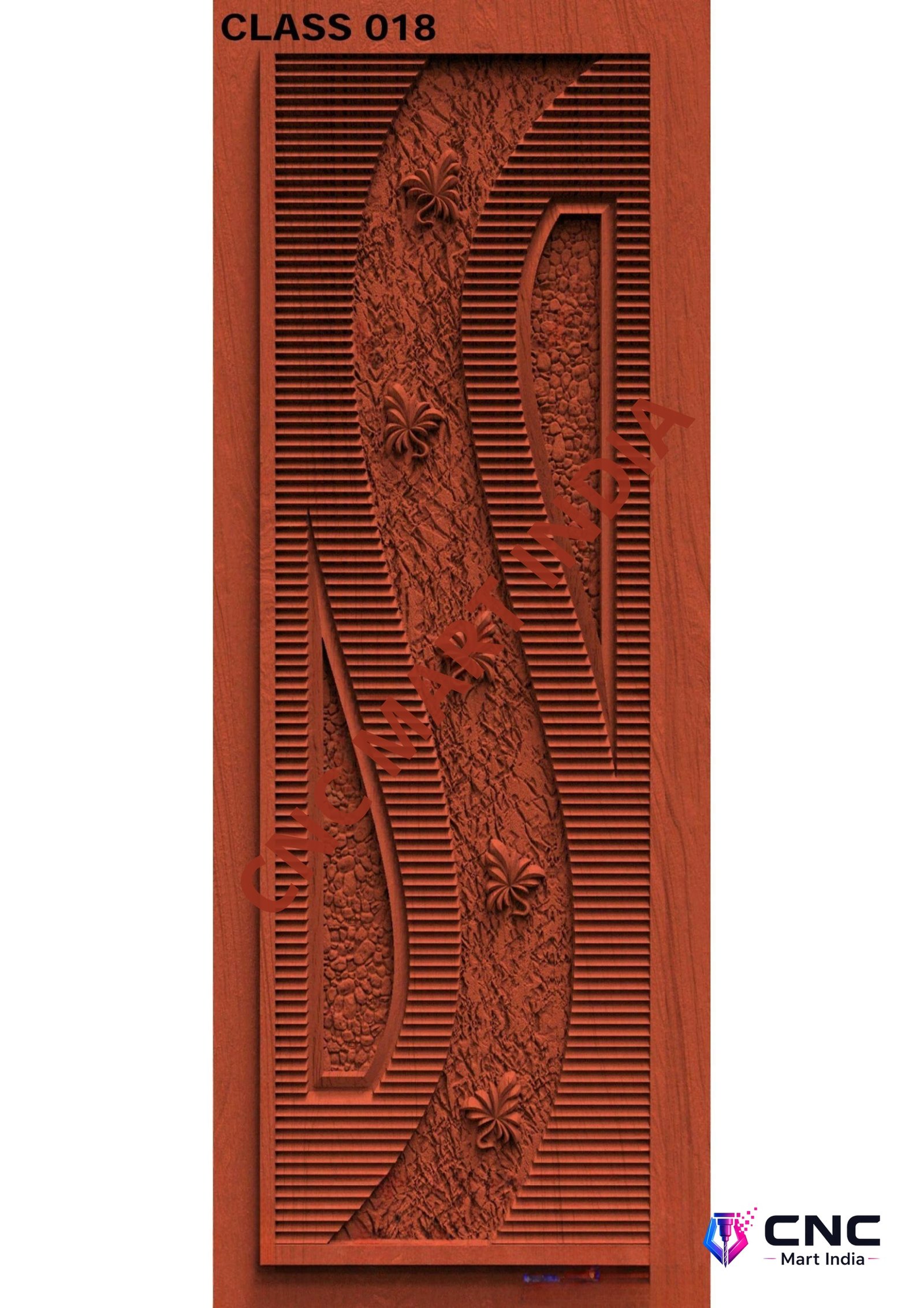 dorr854 - MODEL-18 Modern Abstract Floral Relief Carved Door Design