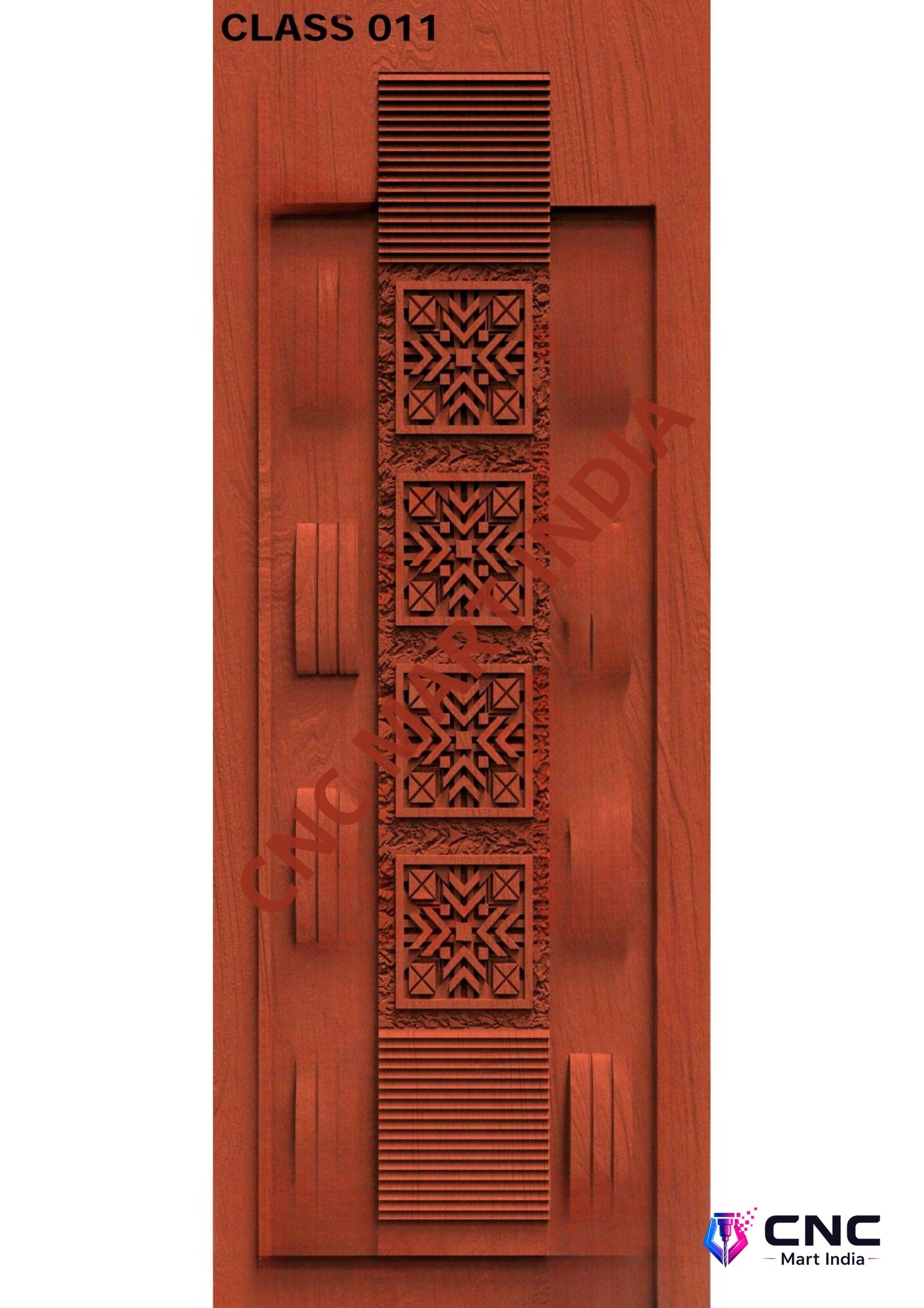 dorr854 - MODEL-11 Geometric Pattern Modern Wooden Door 3D Relief Design