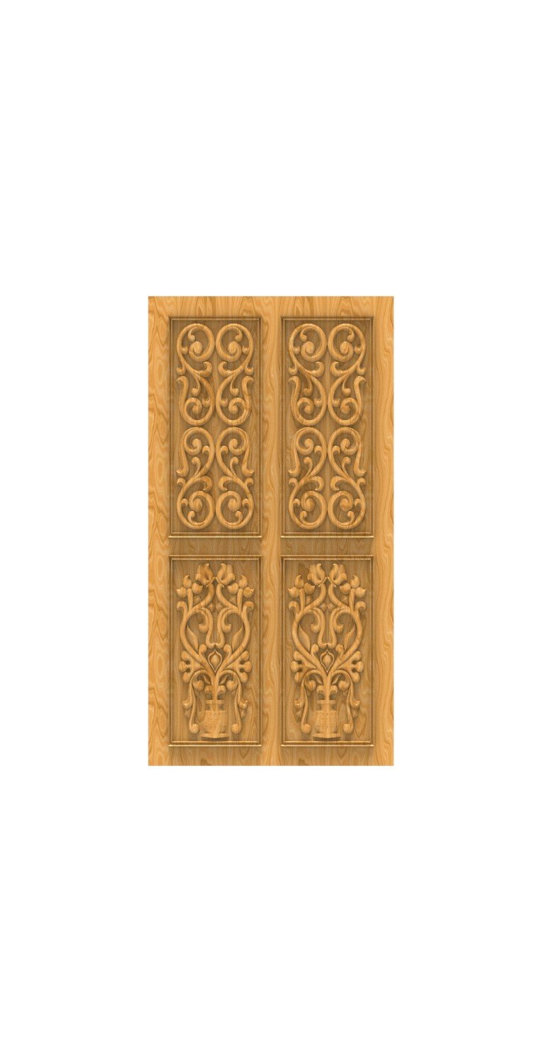 DOUBLE DOOR - 32 Floral Elegance Traditional Carved Wooden Door Design
