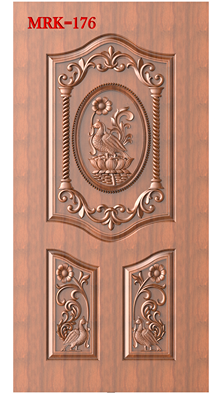 NP Door - 176 Peacock Motif Decorative Wood Carving Door 3D Model