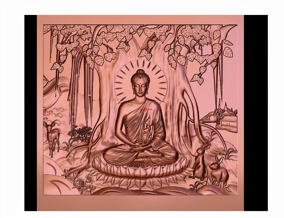Gods GN - 8 Lord Buddha Enlightenment Bodhi Tree 3D Relief Carving