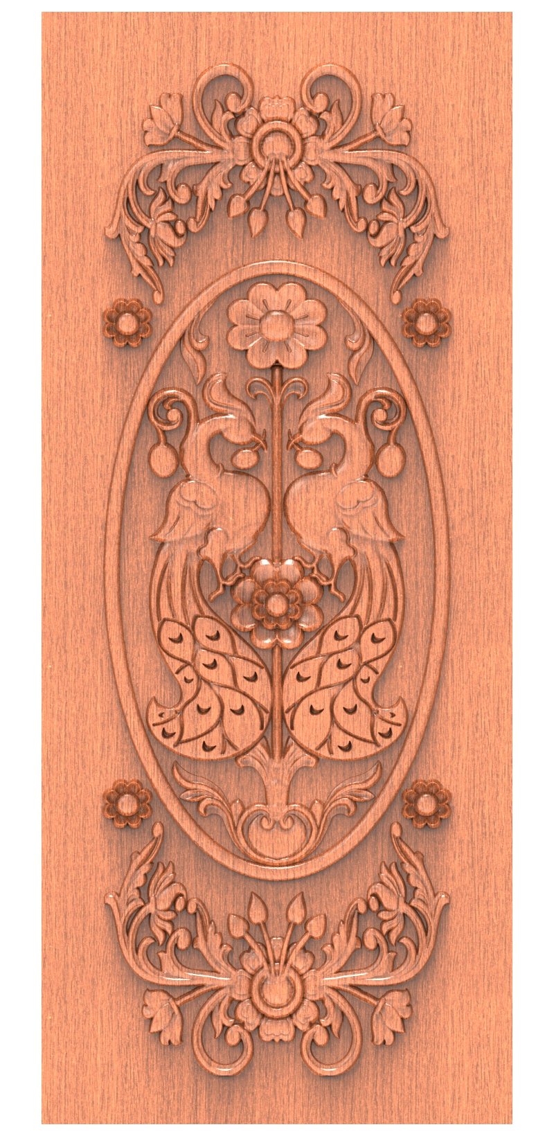 JK DOOR BEST COLLECTION - 10 Peacock Floral Ornate Carved Wooden Door 3D Relief Model