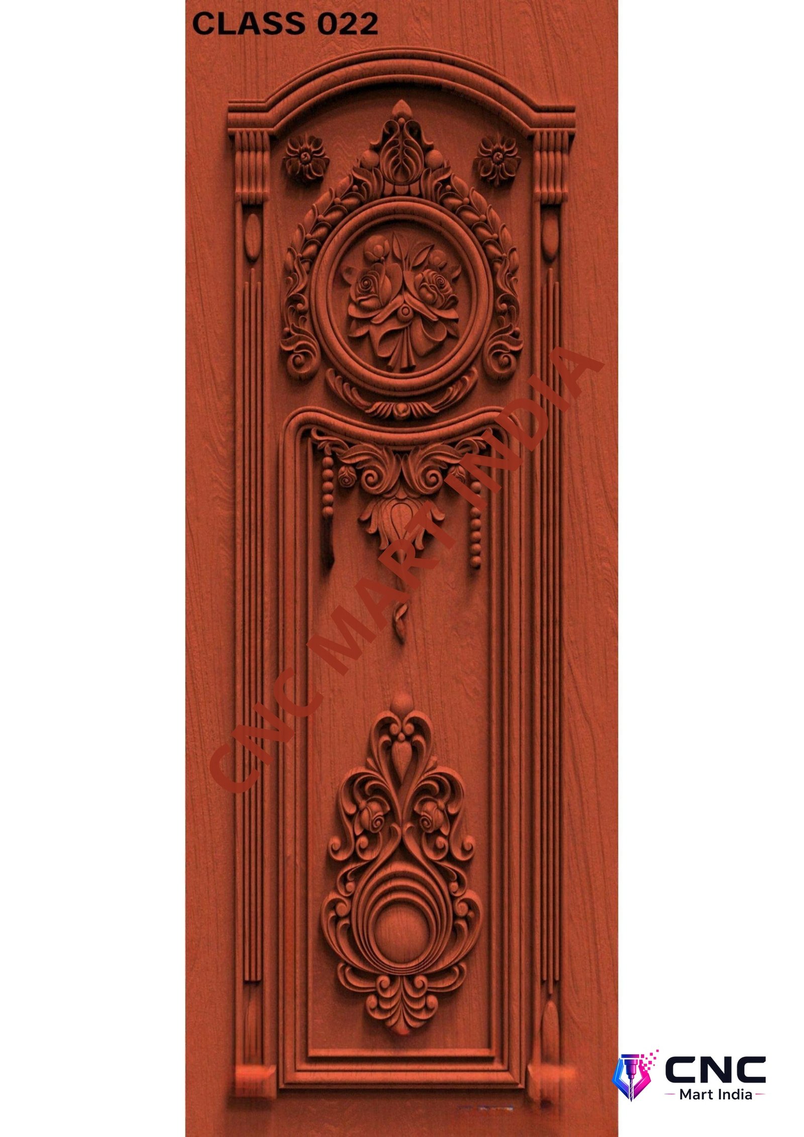 dorr854 - MODEL-22 Elegant Floral Classical Wood Carving Door 3D Model
