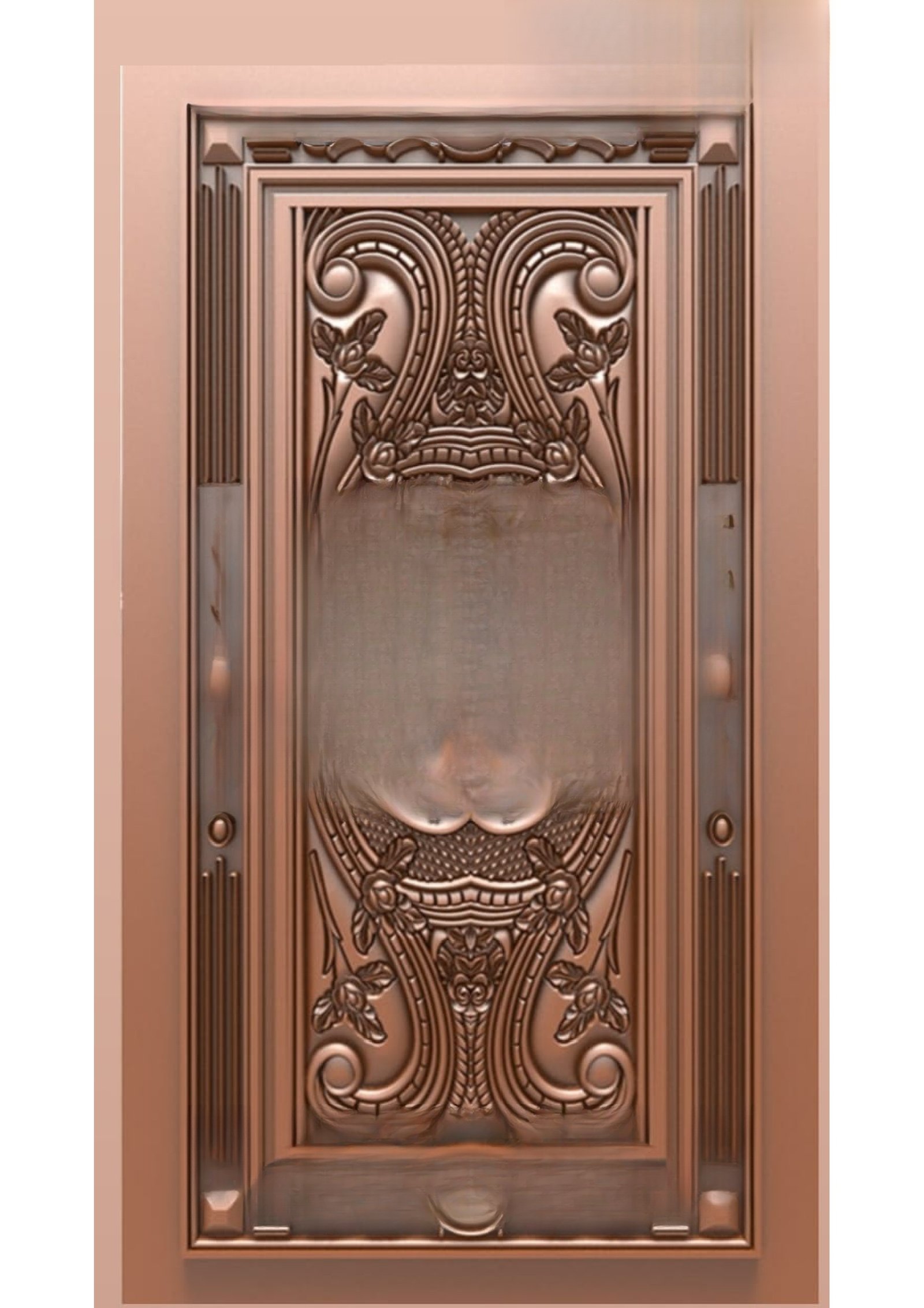 Doors B - B-34 Art Nouveau Floral Elegance Carved Door 3D Model