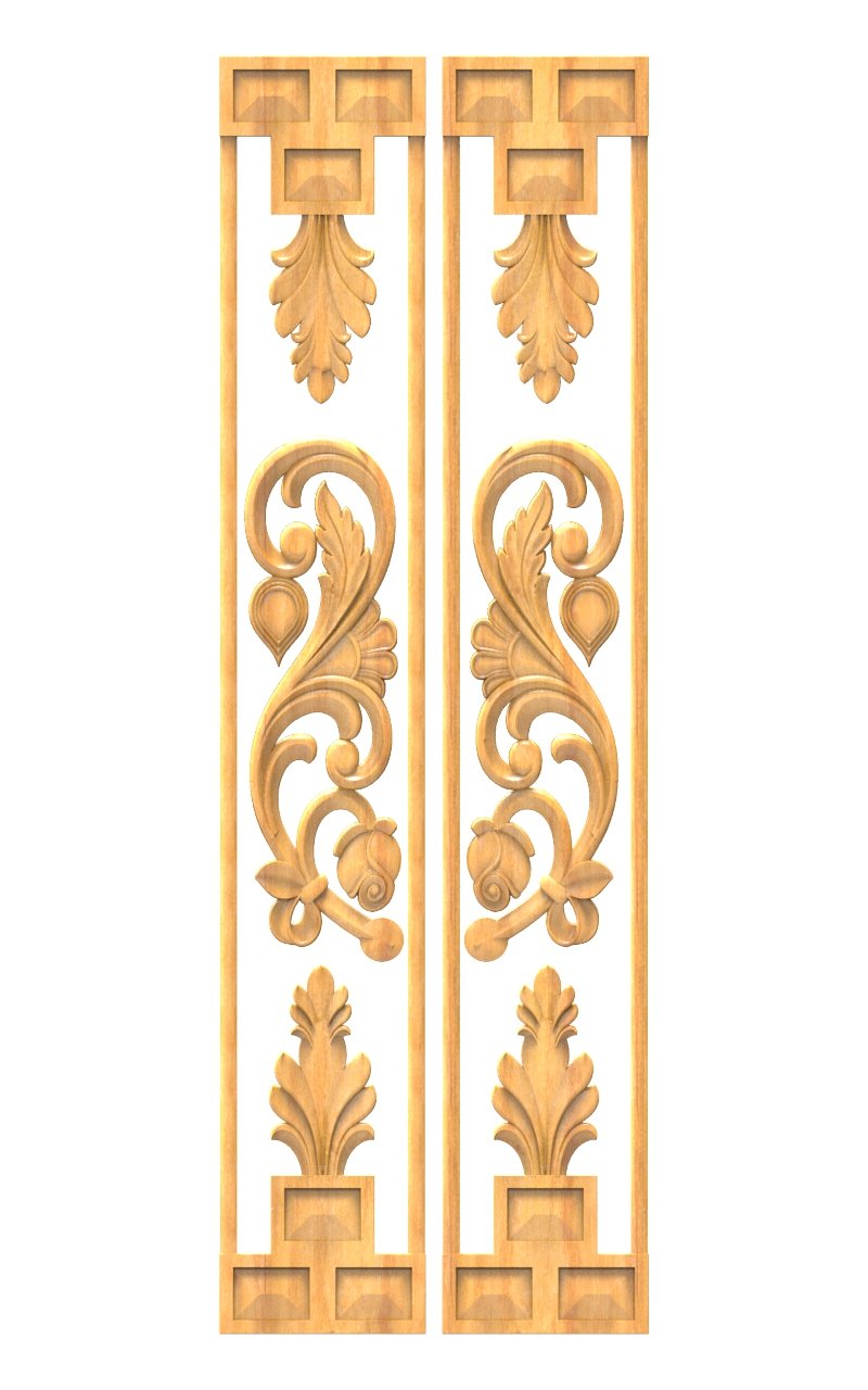 JK DD - 15 Elegant Floral Scrollwork Decorative Door Panel 3D Model