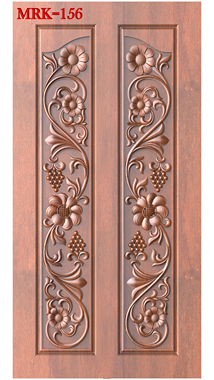 NP Door - 156 Floral Elegance Intricate Carved Double Door 3D Model