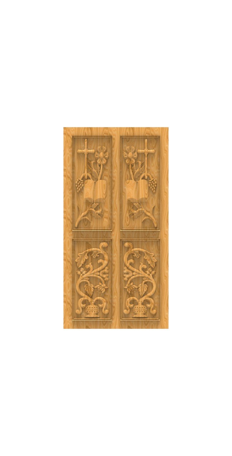 DOUBLE DOOR - 50 Christian Religious Motif Carved Wooden Door 3D Model