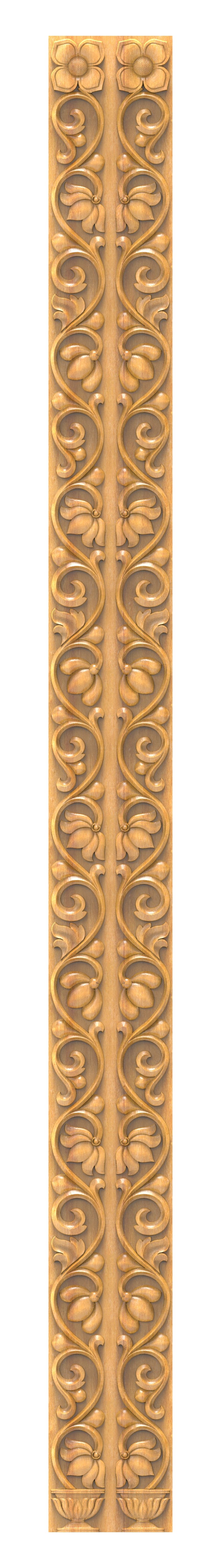JK TEN BORDER - JKB-37 Floral Scrollwork Architectural Wood Carving 3D Relief Model