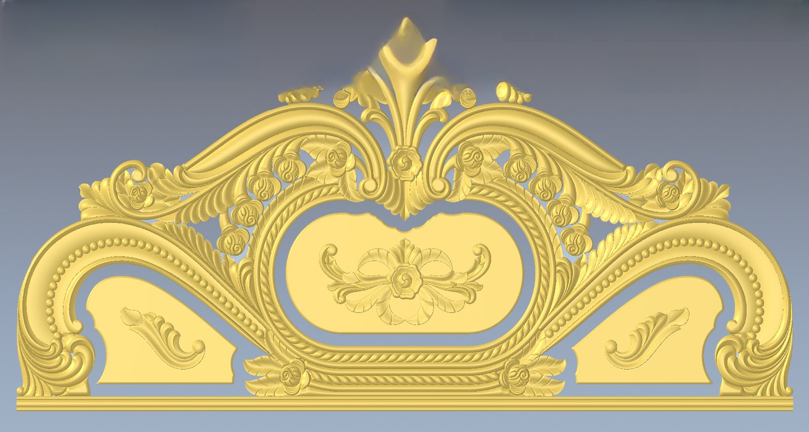 JS Bed - 57 Classic Baroque Floral Bed Headboard 3D Relief Carving Model