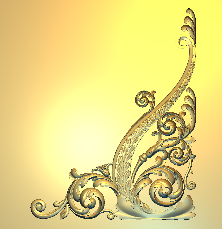 Corner Design - 91-CORNER Ornate Baroque Flourish Decorative Carving 3D Model