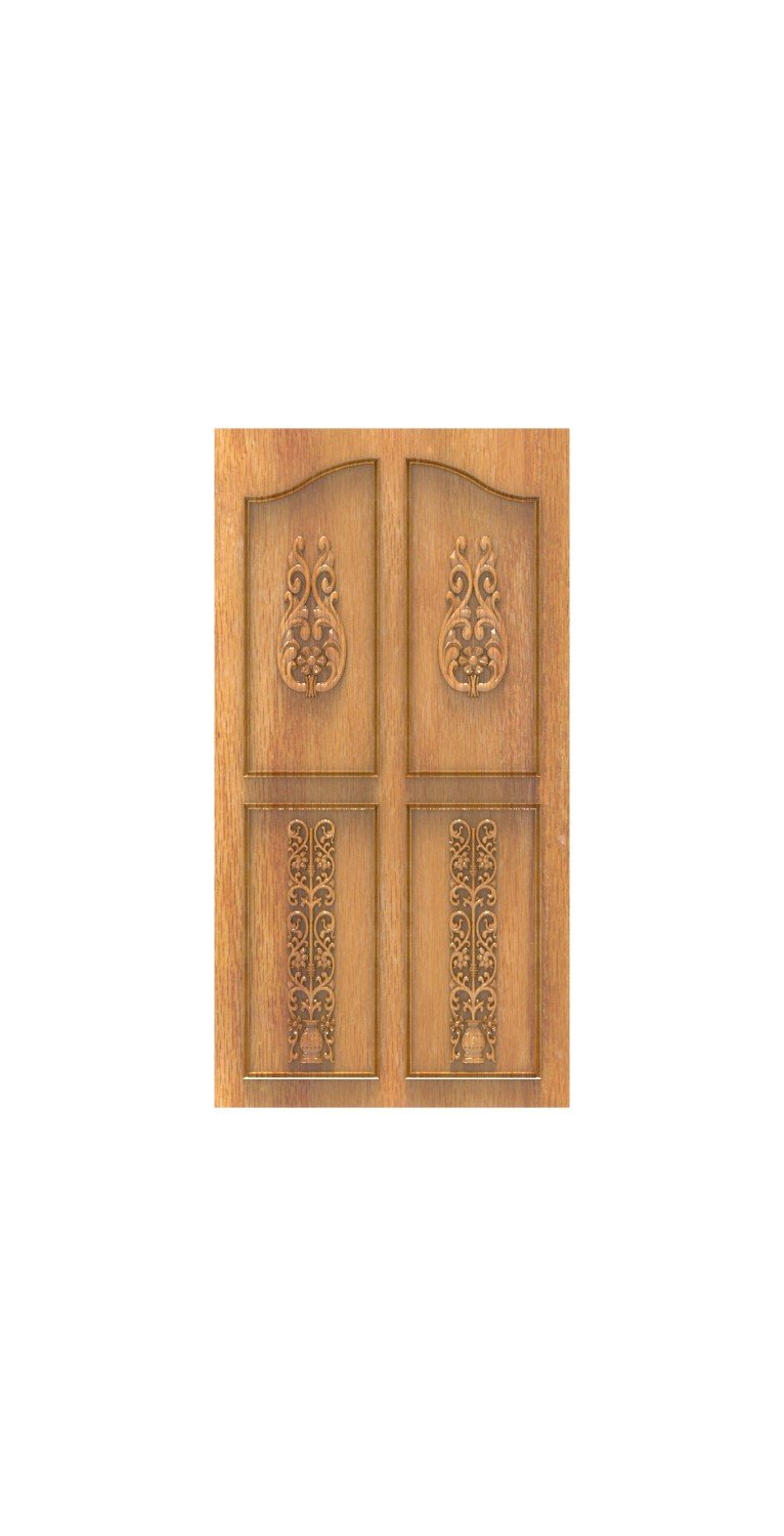 DOUBLE DOOR - 97 Ornate Floral Motif Carved Wooden Door Design