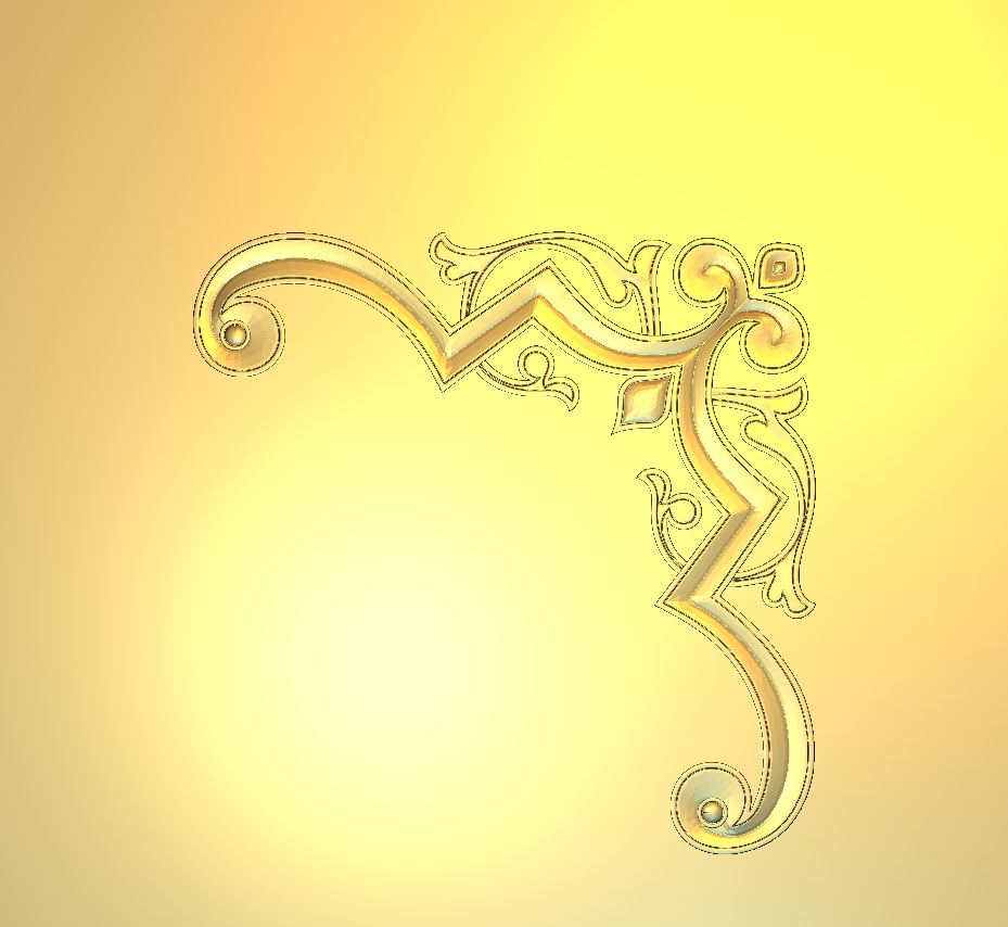 Corner Design - 6-CORNER Elegant Baroque Filigree Decorative Ornament 3D Relief Model